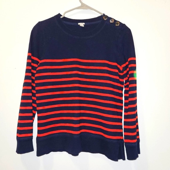 J.Crew Striped Tortoise Button Sweater Size Small - Picture 1 of 7